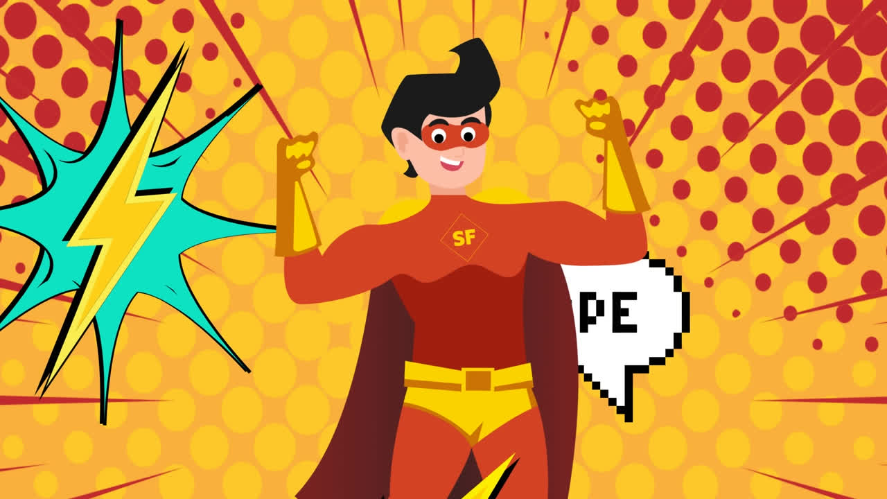 코 ⁇  소리 효과 텍스트와 함께 여러 코 ⁇  음성 거품 위에 코 ⁇  5 옵션 텍스트의 애니메이션