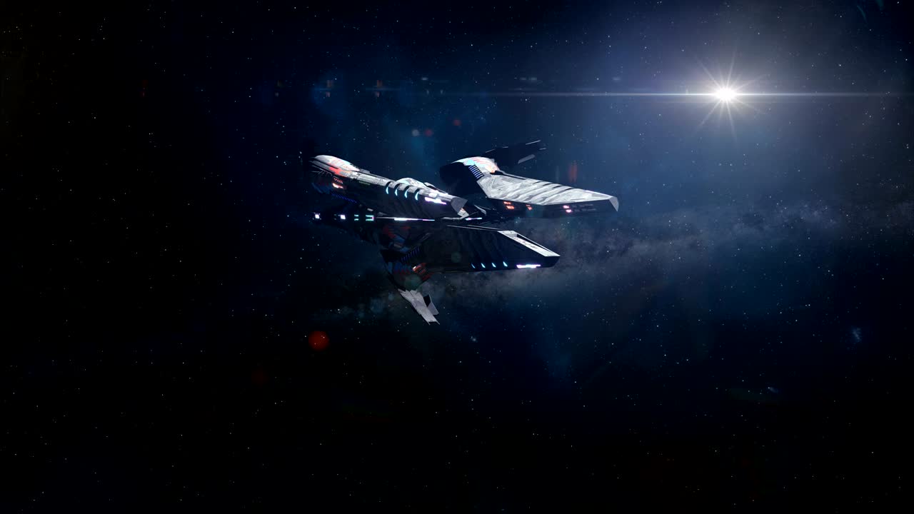 la nave espacial alienígena está estableciendo un frente de tiro.