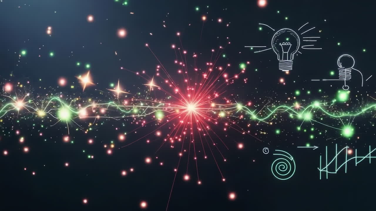 Abstract illustration of ideas and technology with light particles and network connections