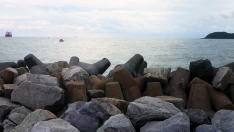 revealing the ocean from a stone pier