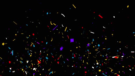 realistic multicolored confetti gunshot popper explosions shooting falling green screen alpha