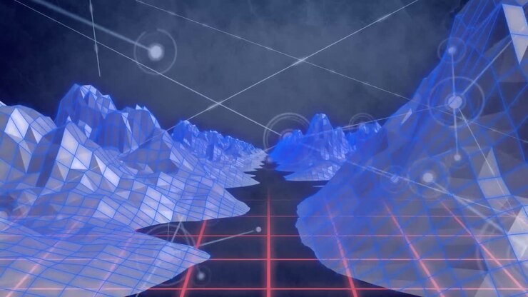 Animation of network of connections over icebergs