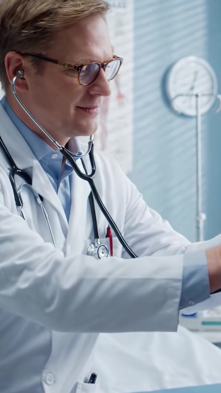 A Caring Doctor in an Exam Room: Engaging Patient Interaction and Professionalism Captured in Two Keyframes of Medical Practice