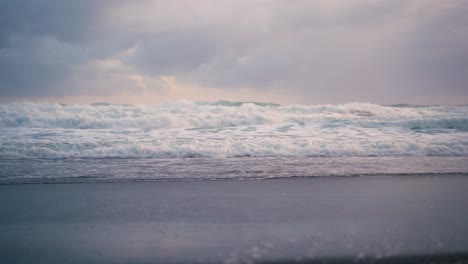 The-Beautiful-And-Peaceful-Waves-Of-The-Beach-Of-Azores,-Portugal---Close-Up-Shot