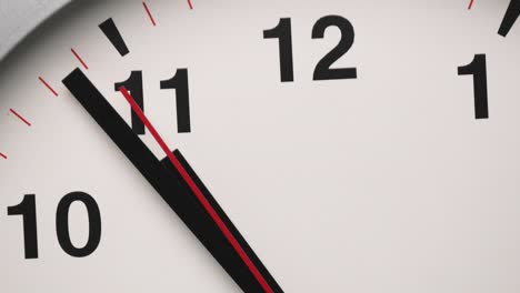 el reloj de pared blanco de primer plano muestra la hora a las once.