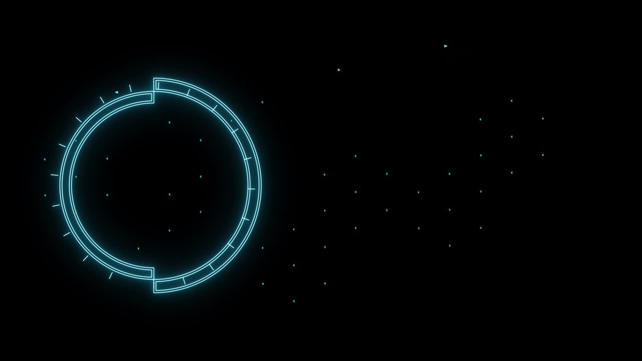 Hexagonal network formed by neon light between nebulae with a cyberpunk atmosphere with a perpetual circle rotating in time