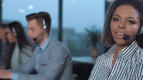 call center agents working in an office