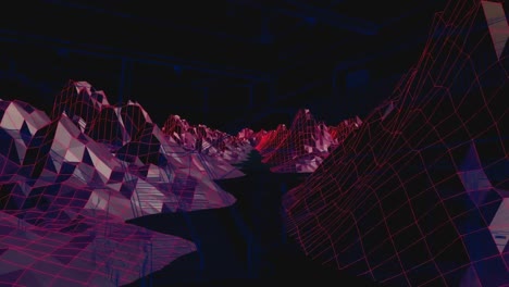 animación del paisaje del metaverso en movimiento sobre un fondo negro