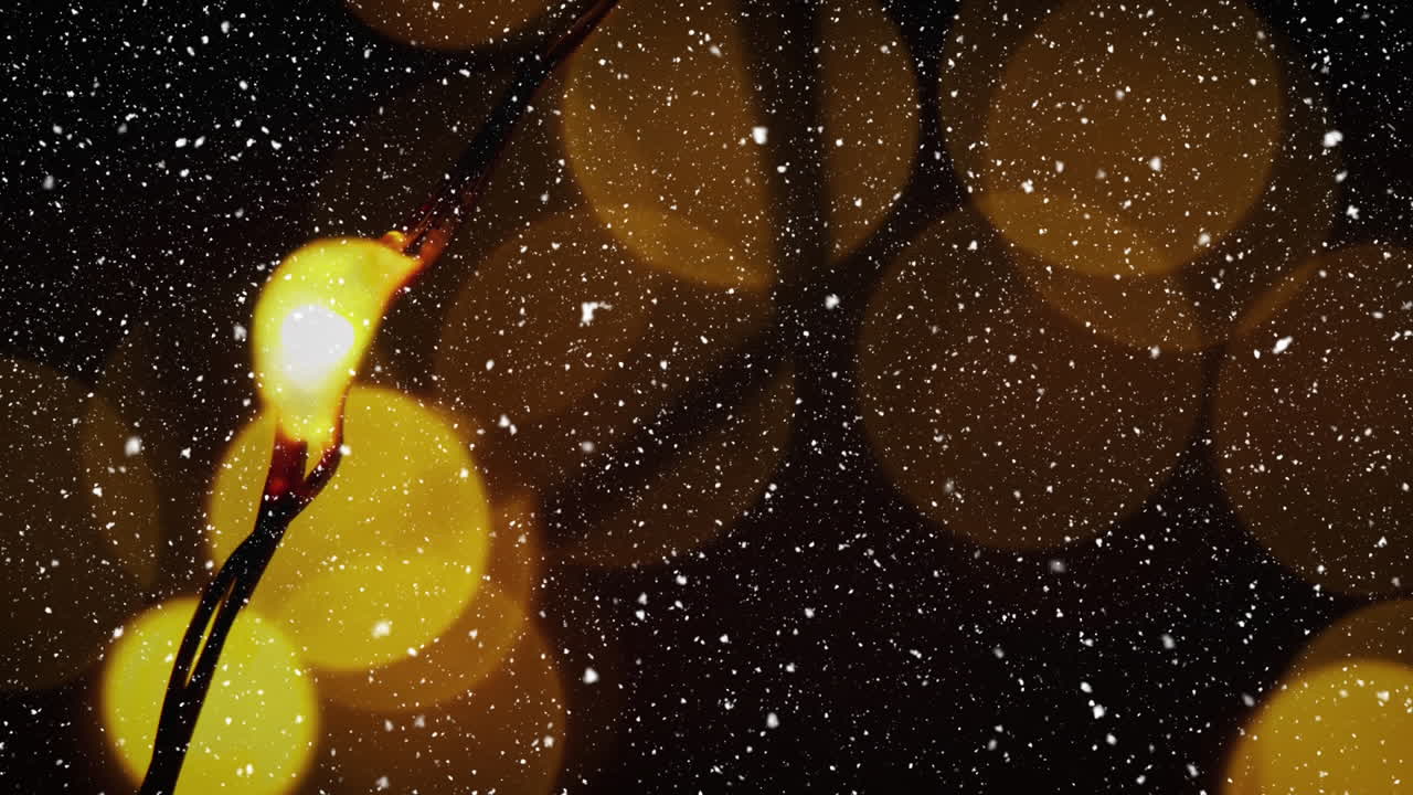 흐릿한 조명 위에 눈이 있는 비디오 구성