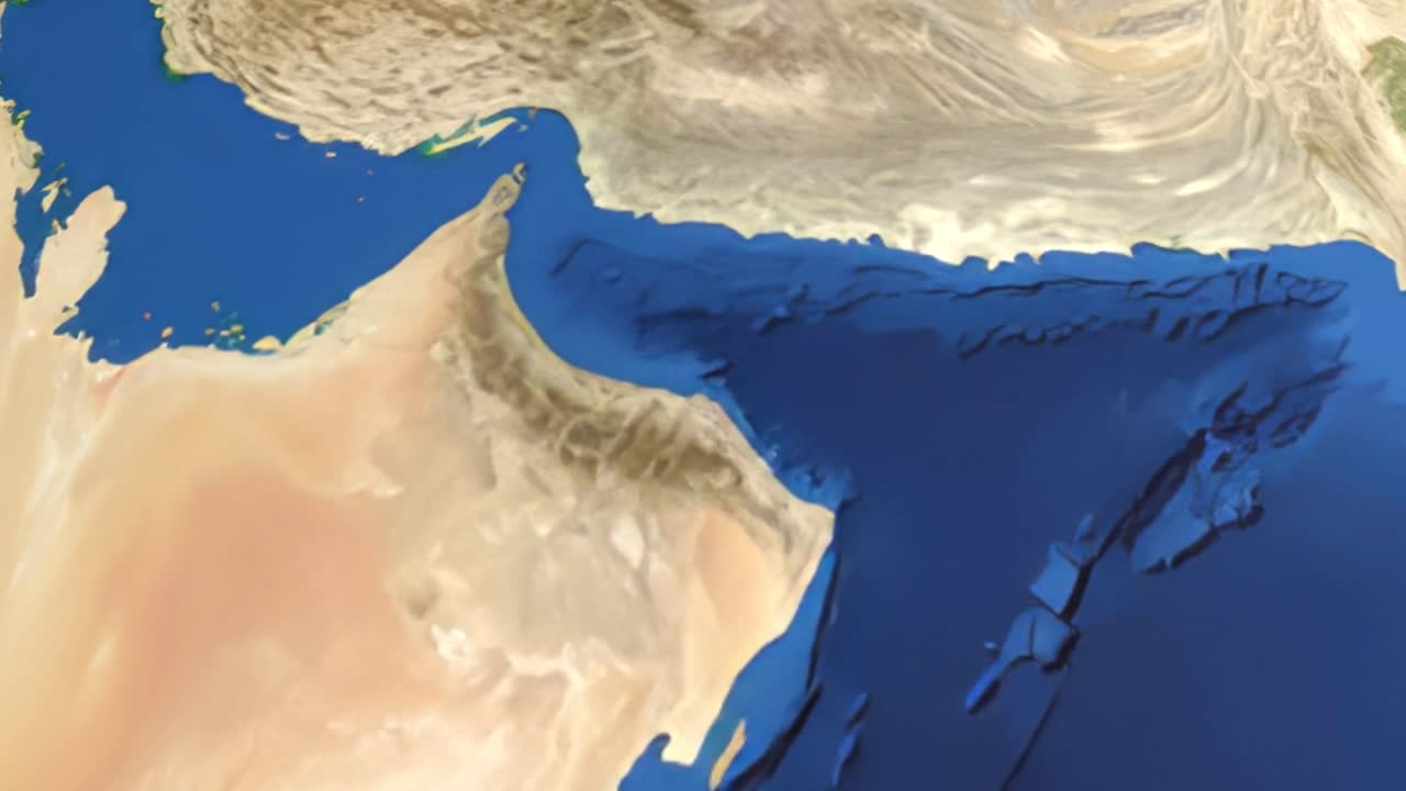Rotazione digitale della terra che zooma dallo spazio su una mappa dettagliata di Habshan, Emirati Arabi Uniti