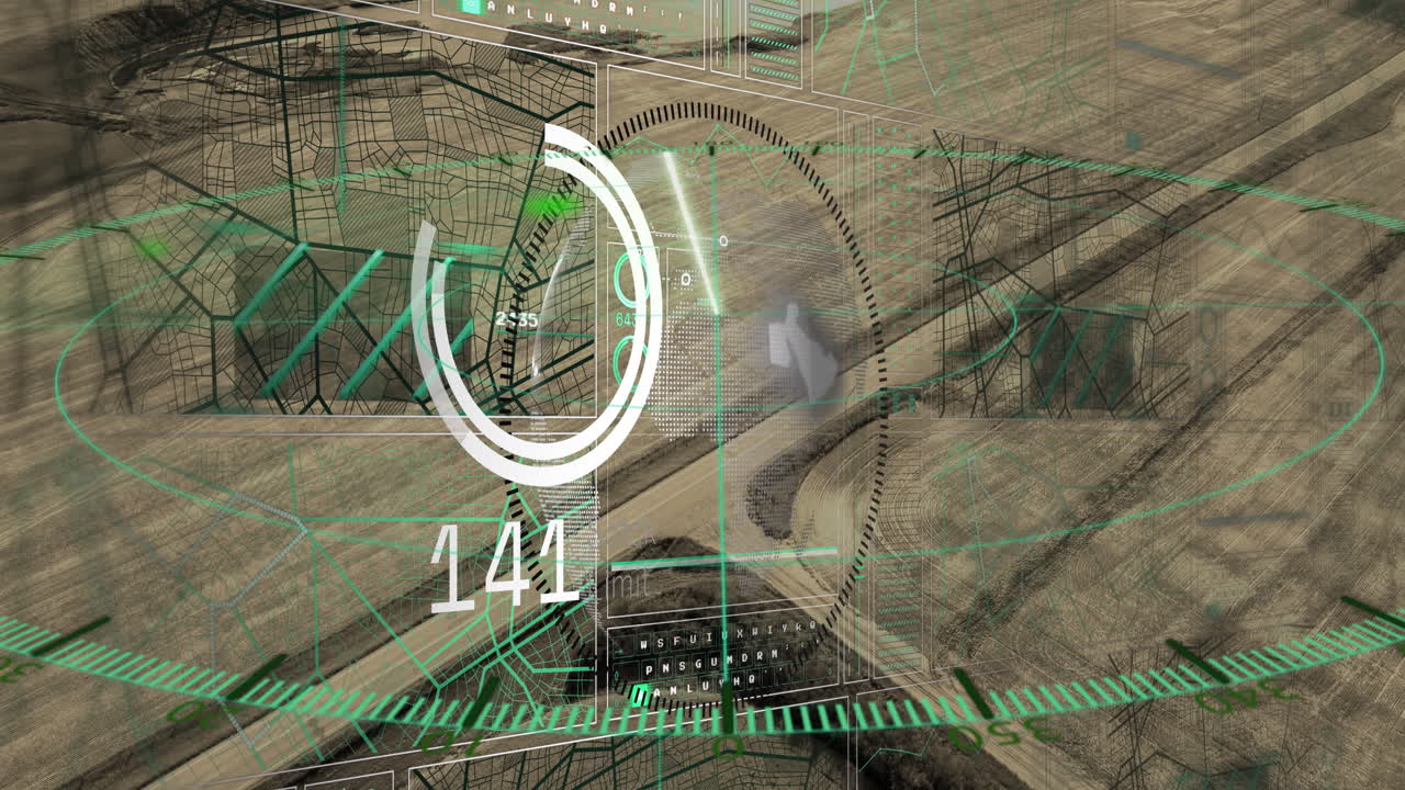 도로 및 풍경에 대한 데이터 처리의 애니메이션