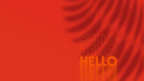 animación de texto de saludos múltiples con sombra de hojas en fondo rojo