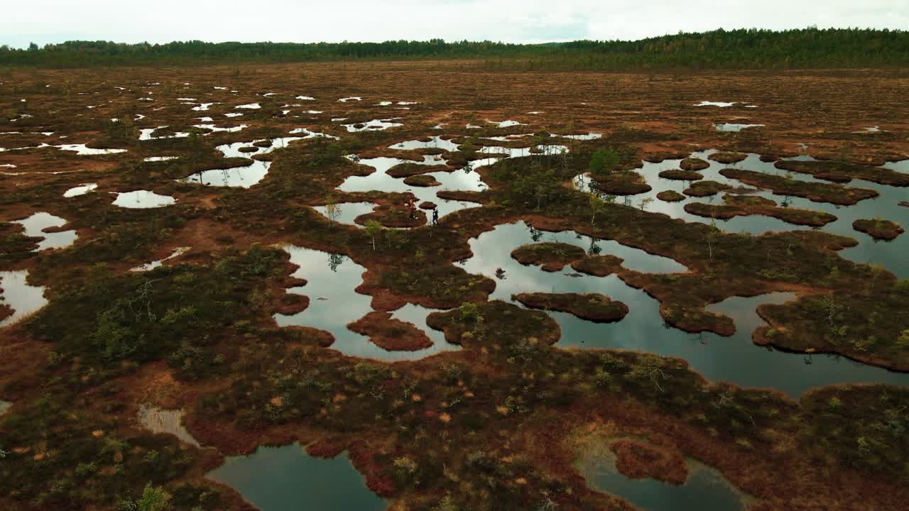 las nubes de lluvia se reflejaron en el pantano