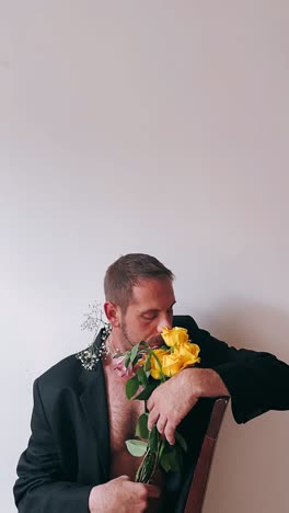 man with flowers