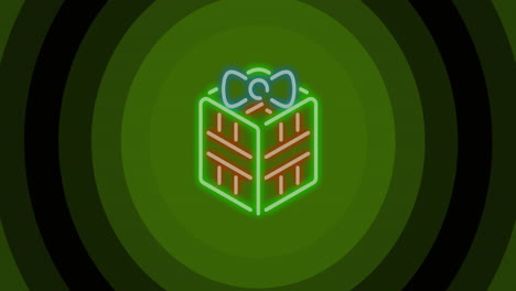 animation of christmas present over green circles