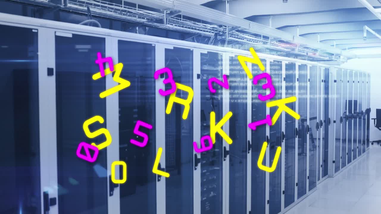 Animation of letters and data processing over computer servers