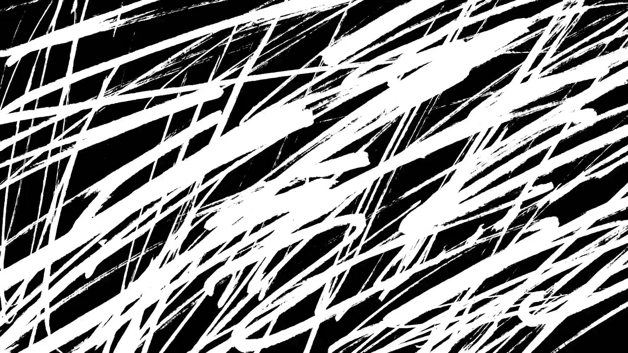 Animated Abstract White Lines Grunge Texture on Black Background