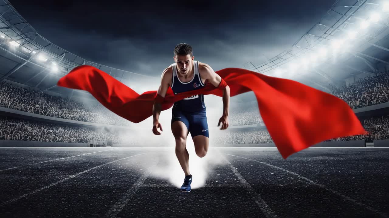 Athlete winning the race