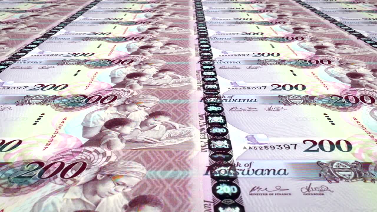 billetes de doscientos pulas de botswana, dinero en efectivo, bucle