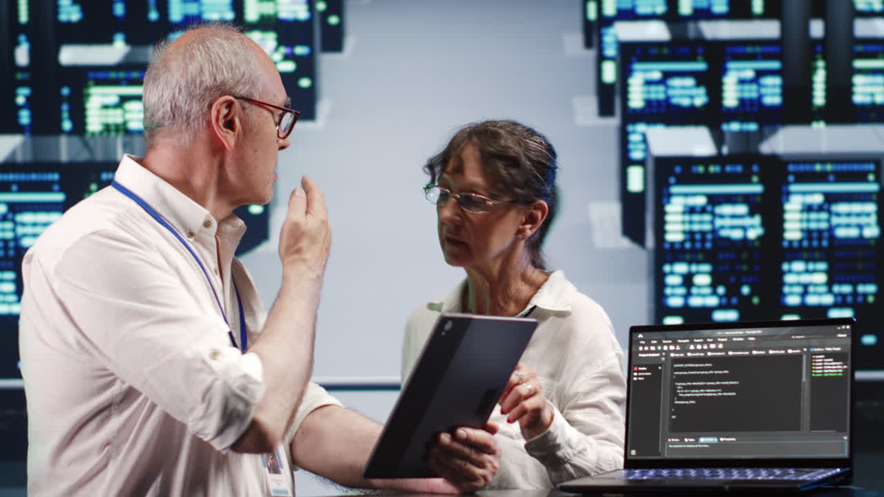 Colleagues running code in data center