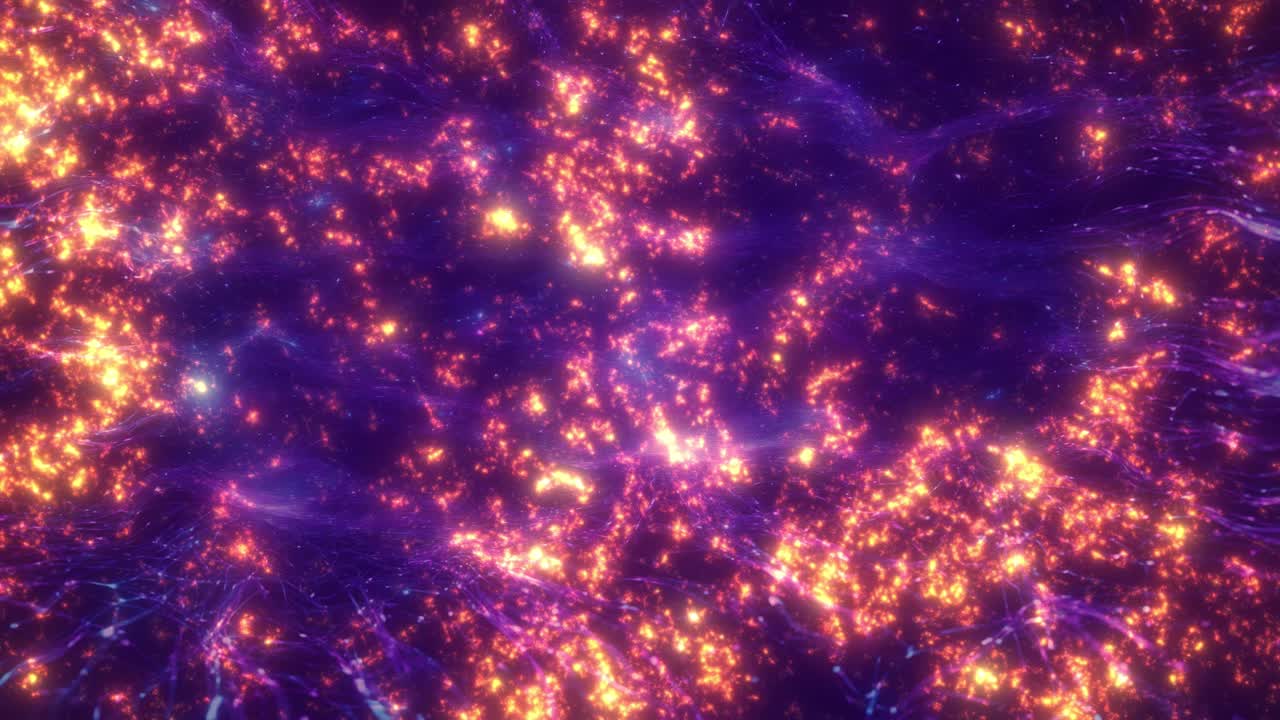Ondas Galácticas Douradas: Efeitos Mágicos de Fogo e Plasma em um Fundo Espacial de Fantasia