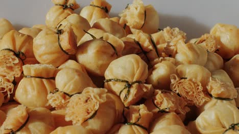 fry dumplings with meat close-up. asian street food. local market with traditional food