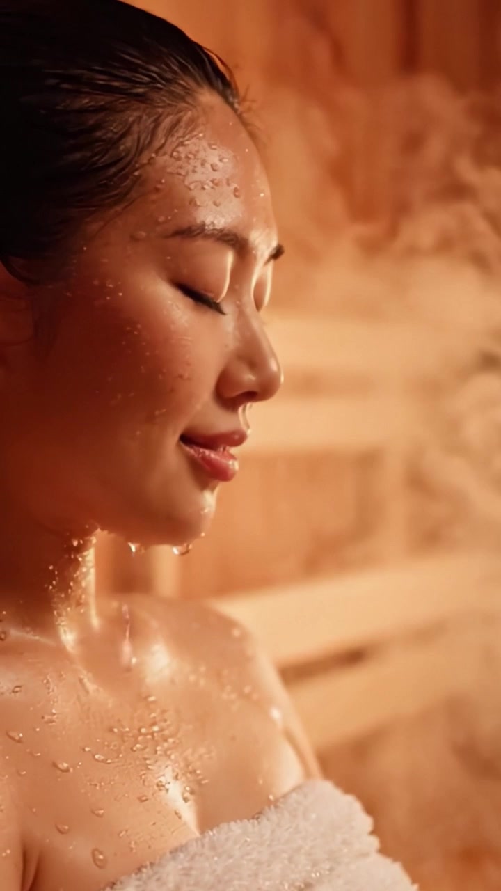 Catturare la tranquillità: Un momento sereno di relax e rivitalizzazione in un bagno turco, che emana calma e calore rinvigorente per mente e corpo