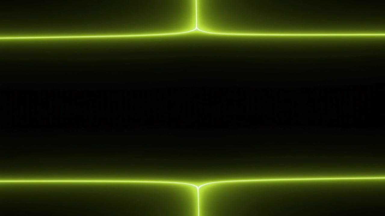 Abstract Neon Green Light Lines Moving on Black Background