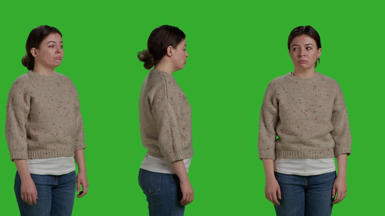 Sad woman in studio shot