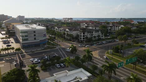 aerial view of downtown bradenton, fl, featuring the intersection of manatee ave and us-301. orbit left day w