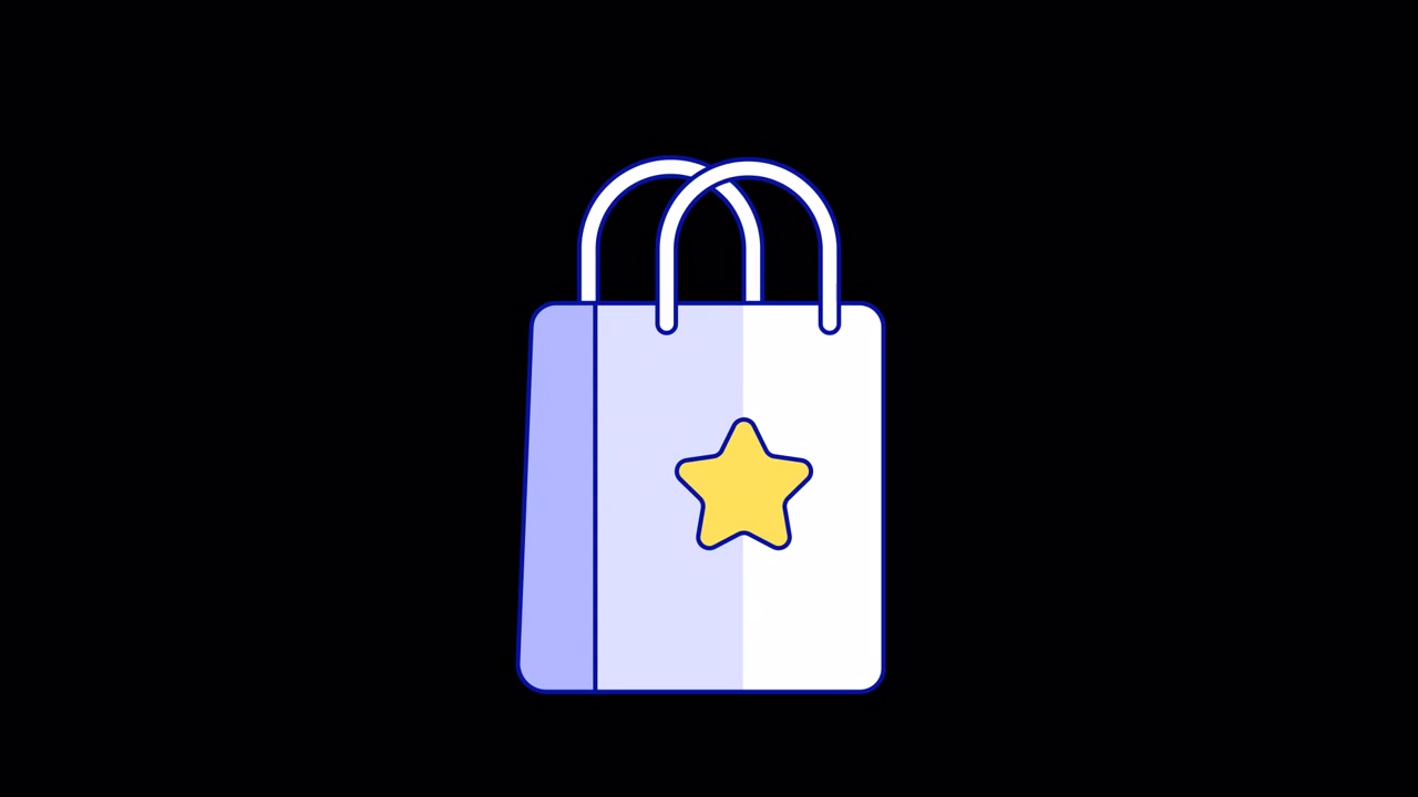 Animated Shopping Bag with Growing Star Icon