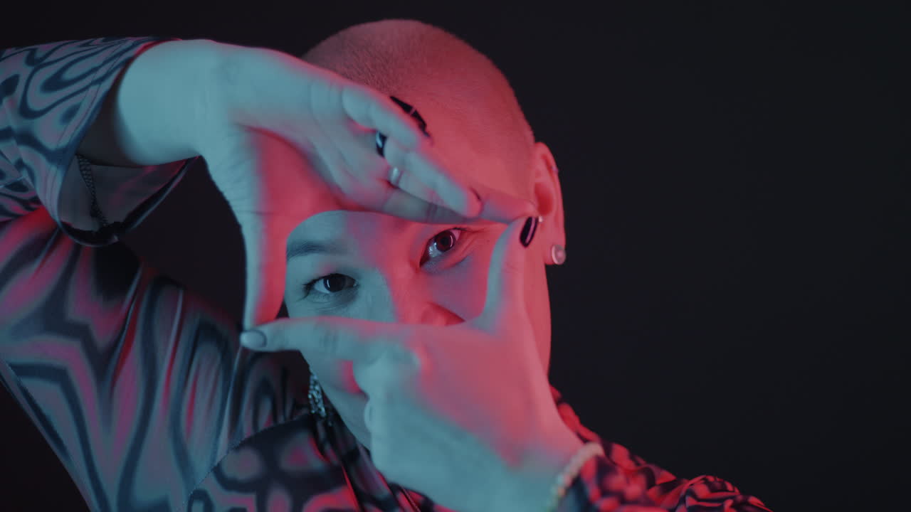 Bold Portrait of a Woman in Neon Light