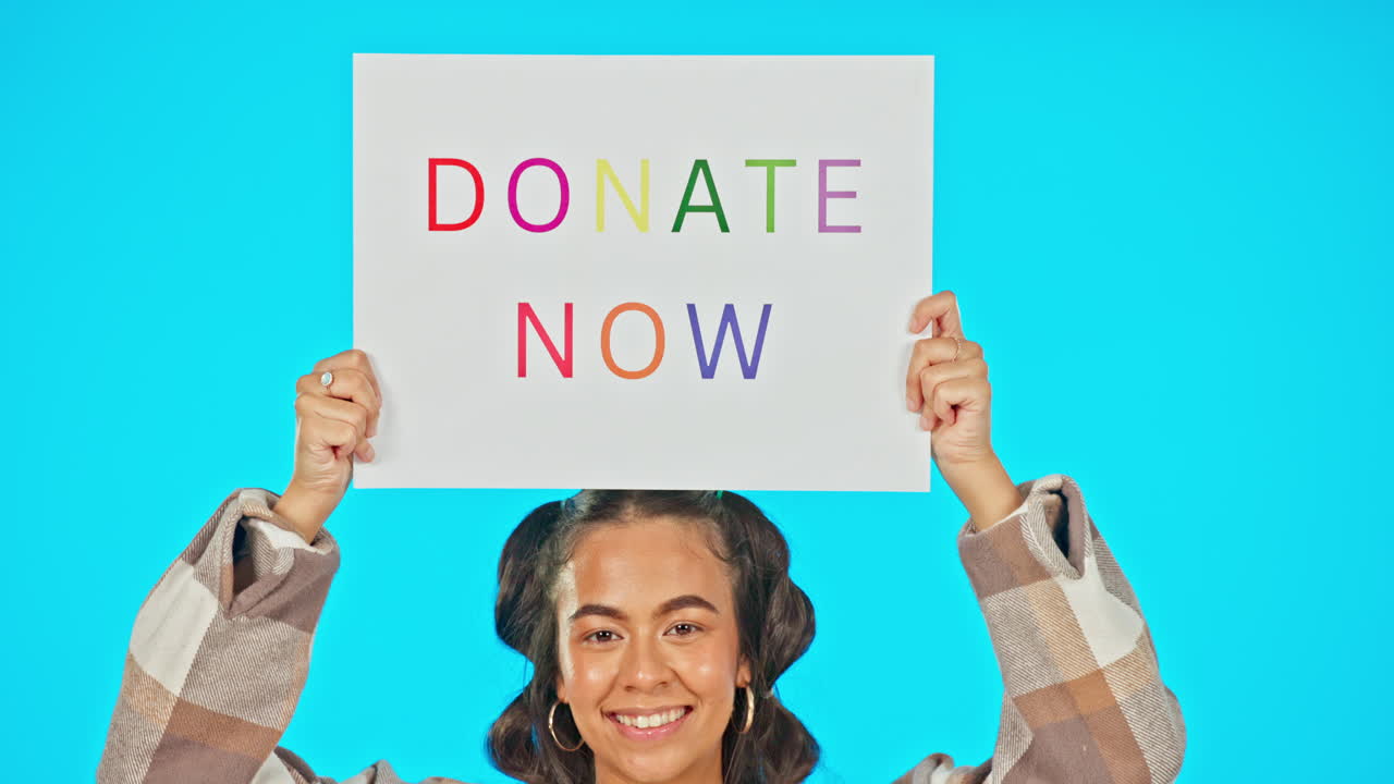 얼굴, 지금 기증하고 표시와 함께 여성