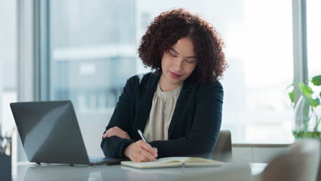 businesswoman working on laptop in office