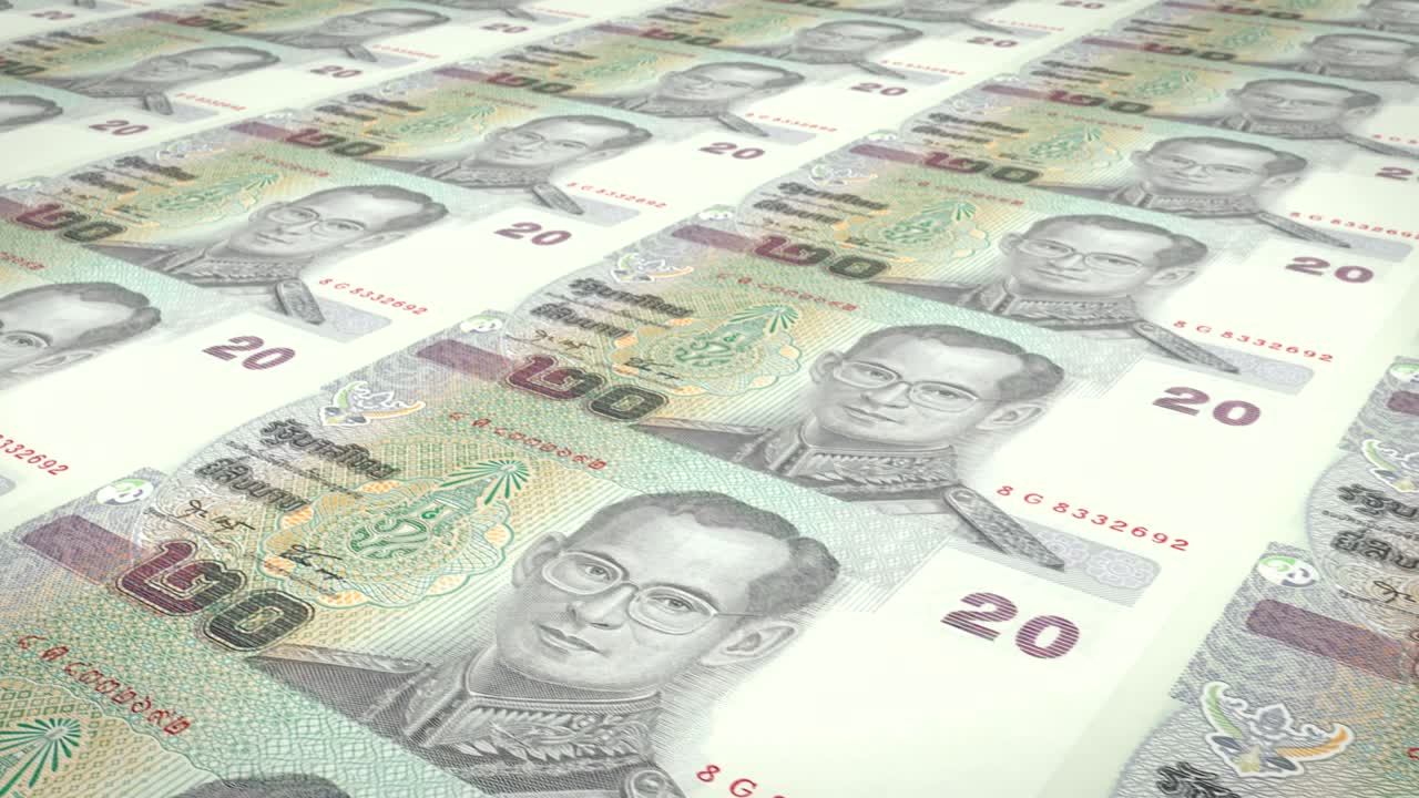 Banknotes of twenty thai bahts of Thailand, cash money, loop
