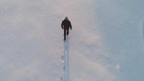 winter solitude a man walks through