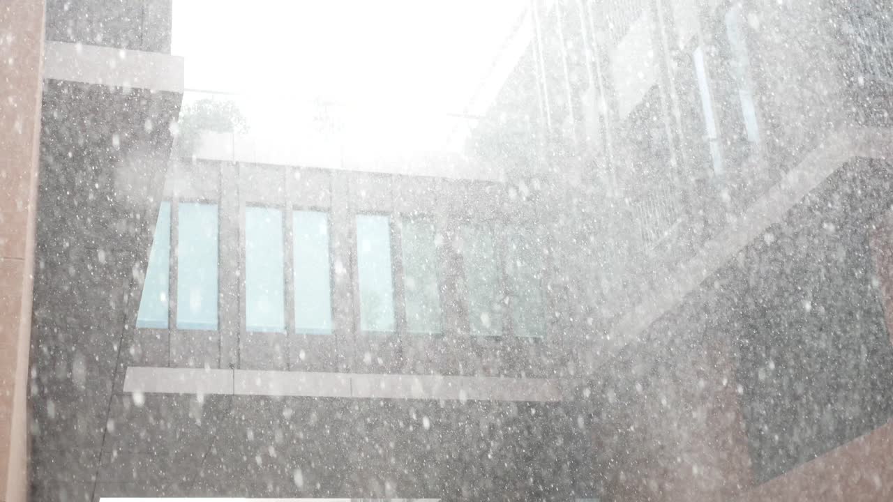 도시에는 많은 눈이 내리고 있습니다.