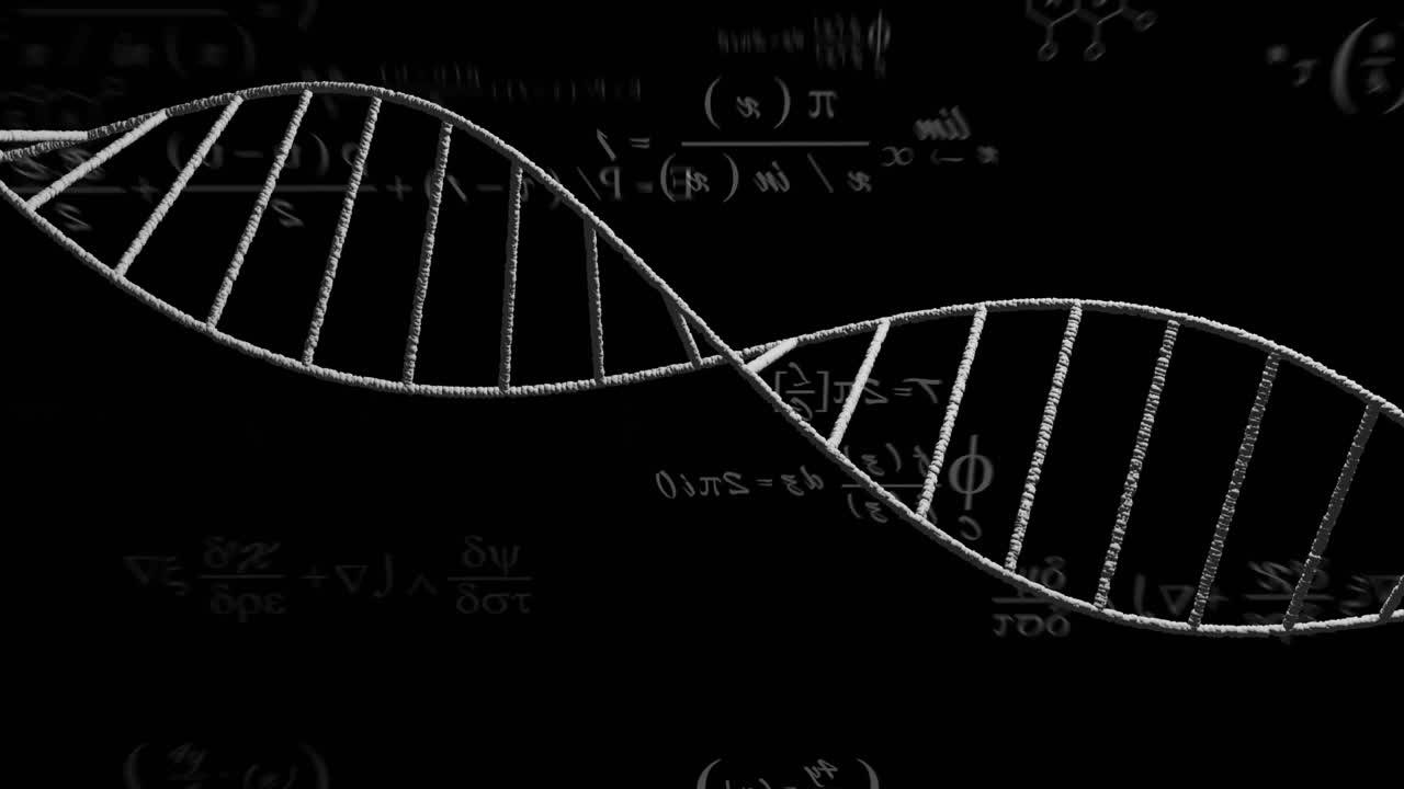 Animation of dna strand over mathematical equations
