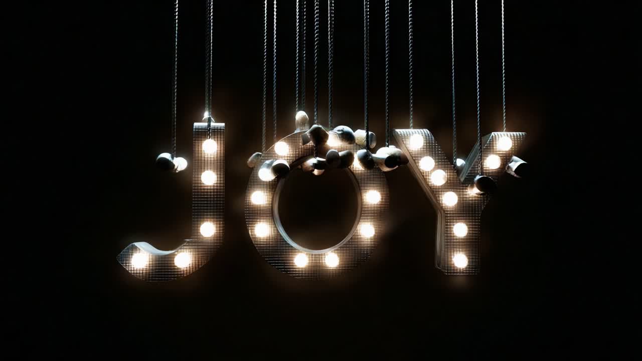 A Captivating Display of the Word 'Joy' Illuminated with Brilliant Lights Against a Dark Backdrop, Creating a Vibrant and Uplifting Visual Experience That Evokes Positive Emotions and Happiness