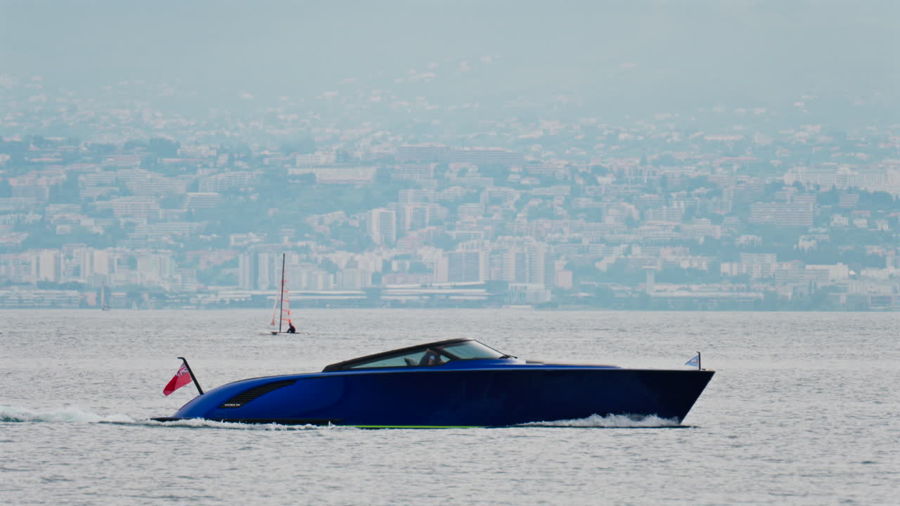 View of a boat moving on the Mediterranean Sea in daylight
