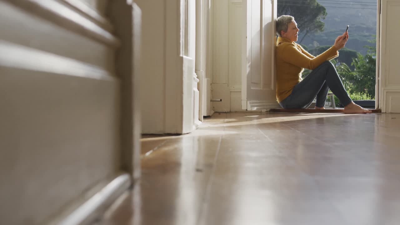 Senior woman at home alone