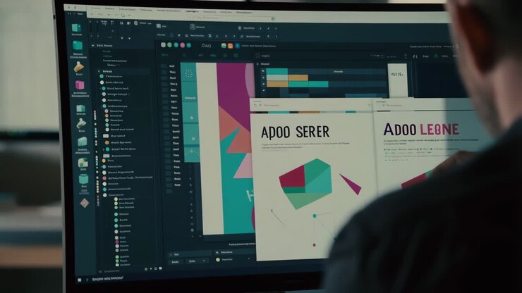 Diseñador gráfico en el trabajo