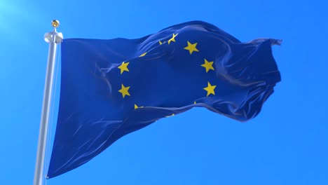 european flag waving at wind in slow, loop