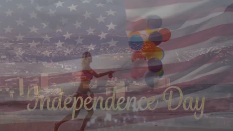 Animación-Del-Texto-Del-Día-De-La-Independencia-Sobre-La-Bandera-Americana