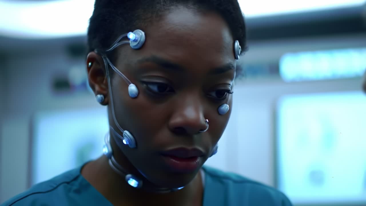 Woman with Brain Sensors in Medical Setting