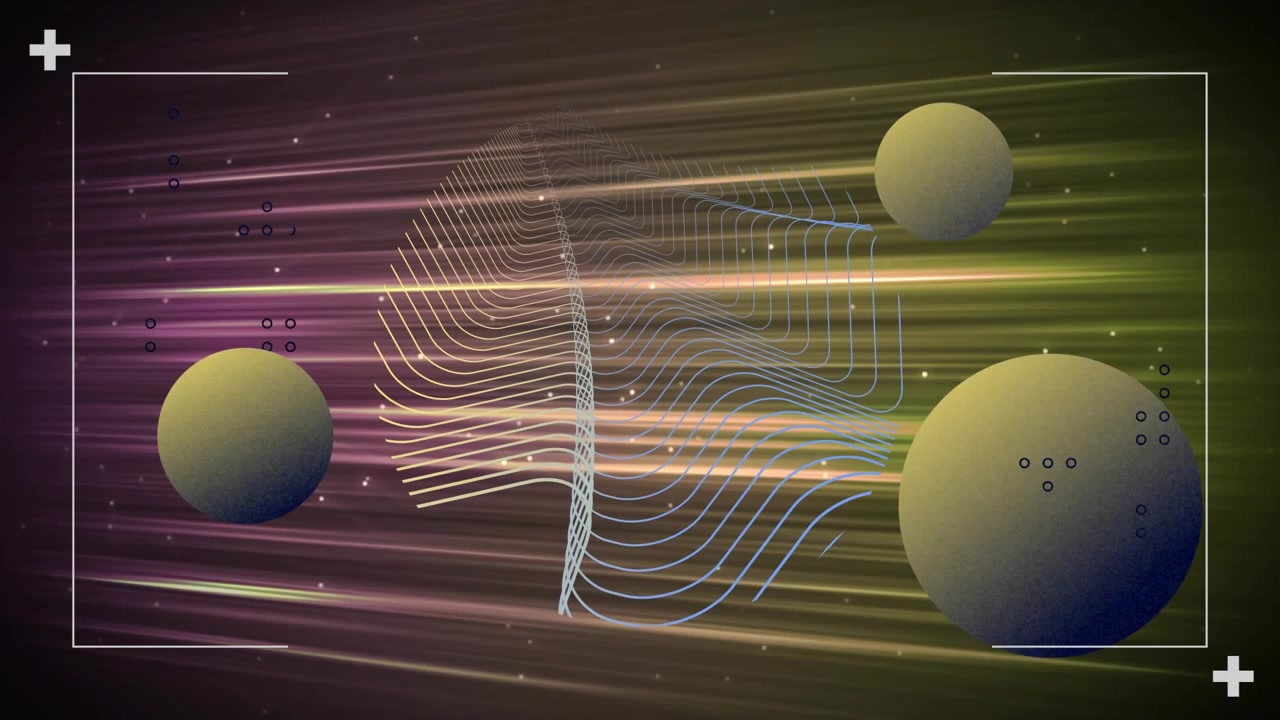 Animation of yellow spheres and network processing data over spotlights