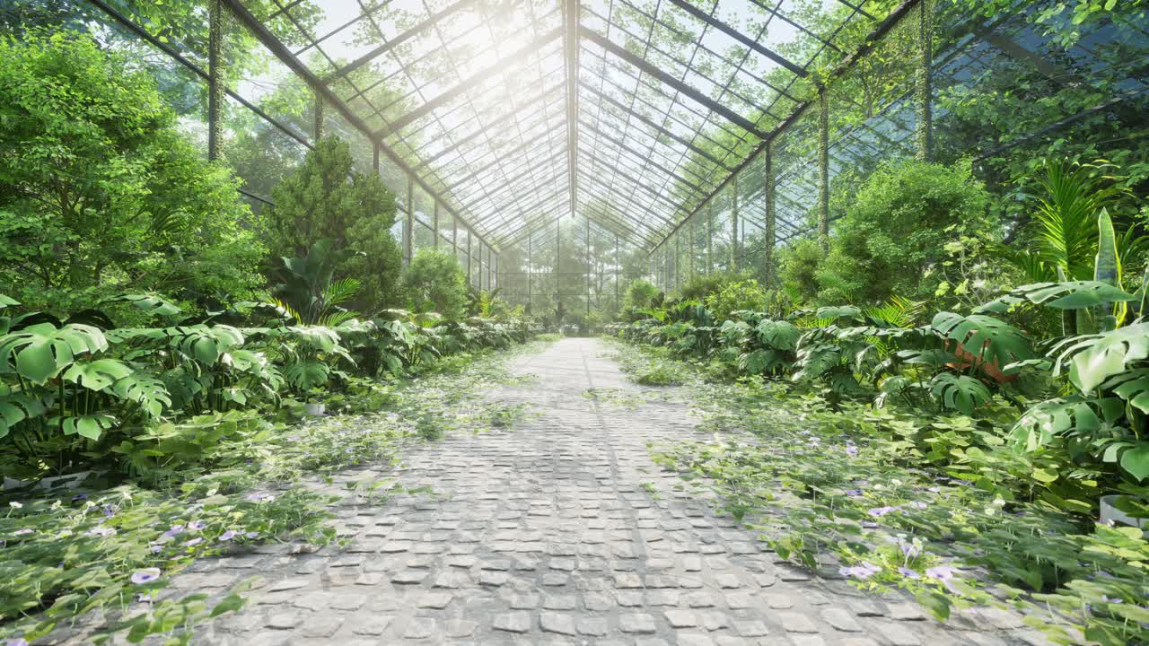 植物と花のある温室