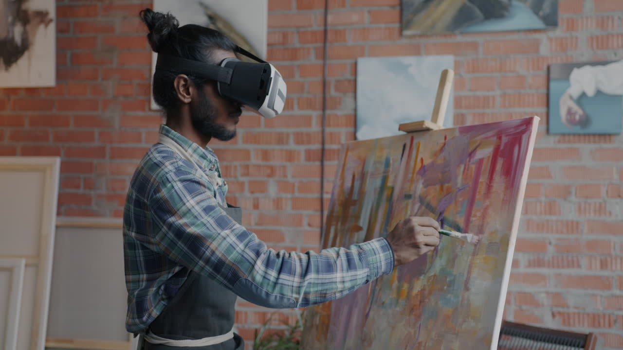 VR Artist Painting in an Art Studio