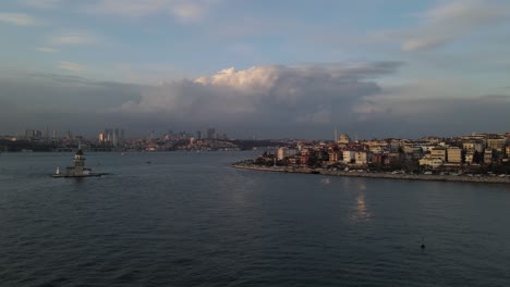 maiden’s tower in the sunset drone video