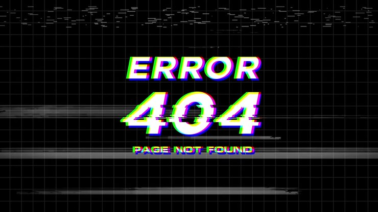 Digital Error 404 Page Not Found with Glitch Effect